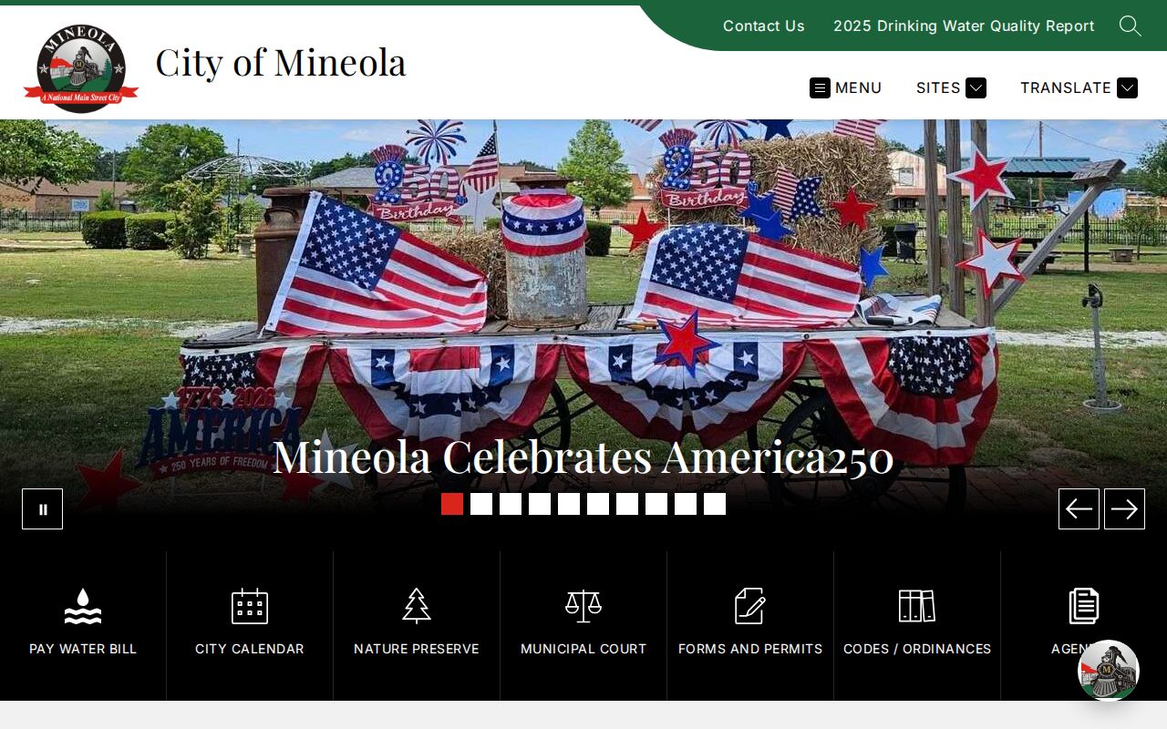Mineola, Wood County warrant records city government setting