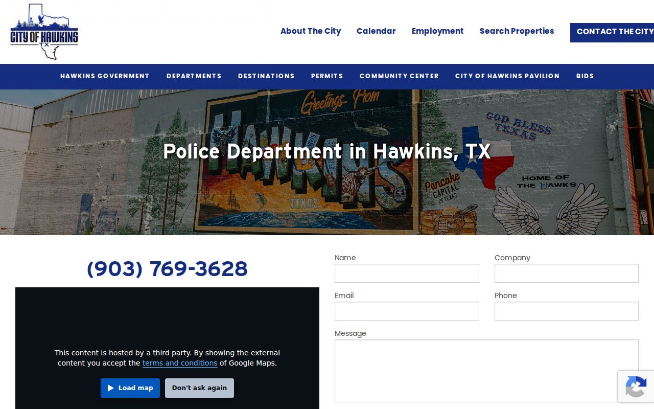 Hawkins Police Department contact information for city enforcement questions