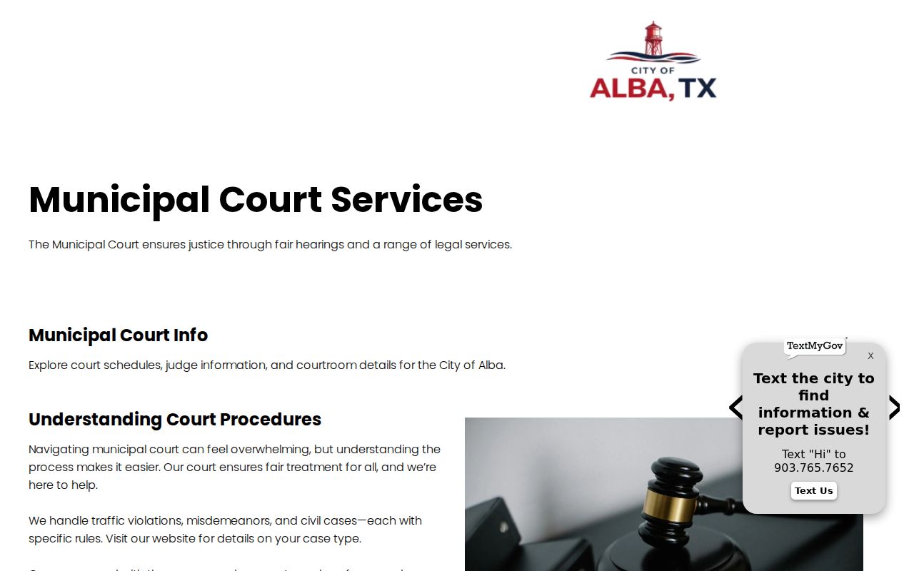 Alba, Wood County warrant records Municipal Court contact and forms