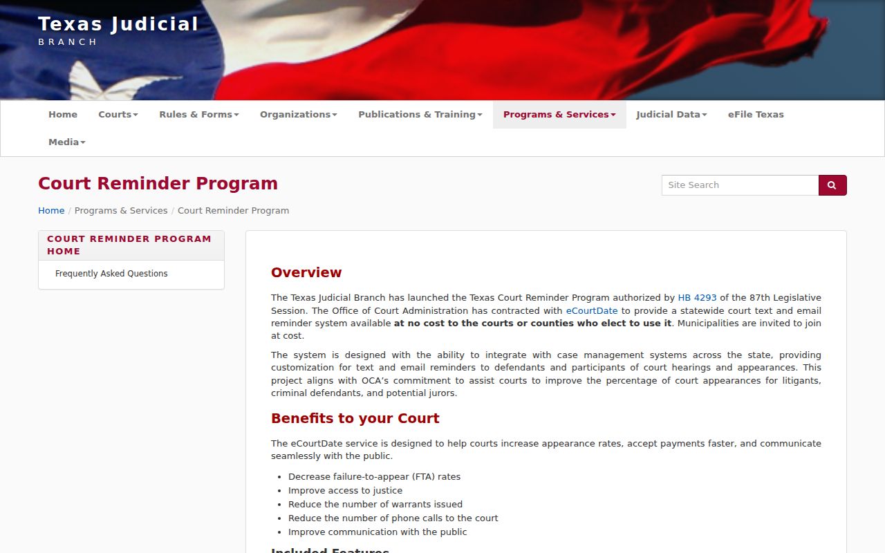 Wood County warrant prevention context from the Texas Court Reminder Program